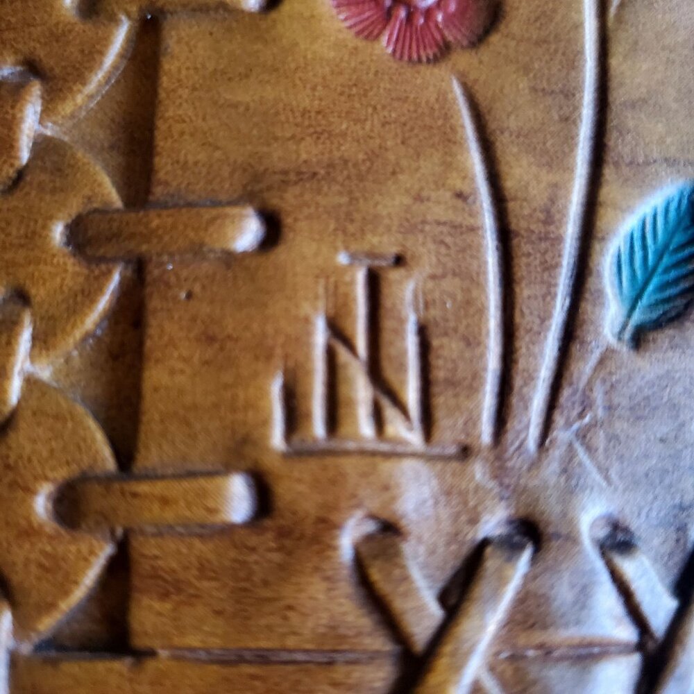 Handwoven Brown Leather Tote Bag with Floral Carving - Picture 6 of 10